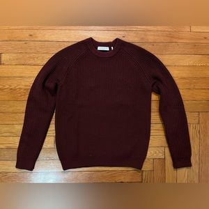 Sandro Merino Wool Ribbed Crewneck Sweater, Size S